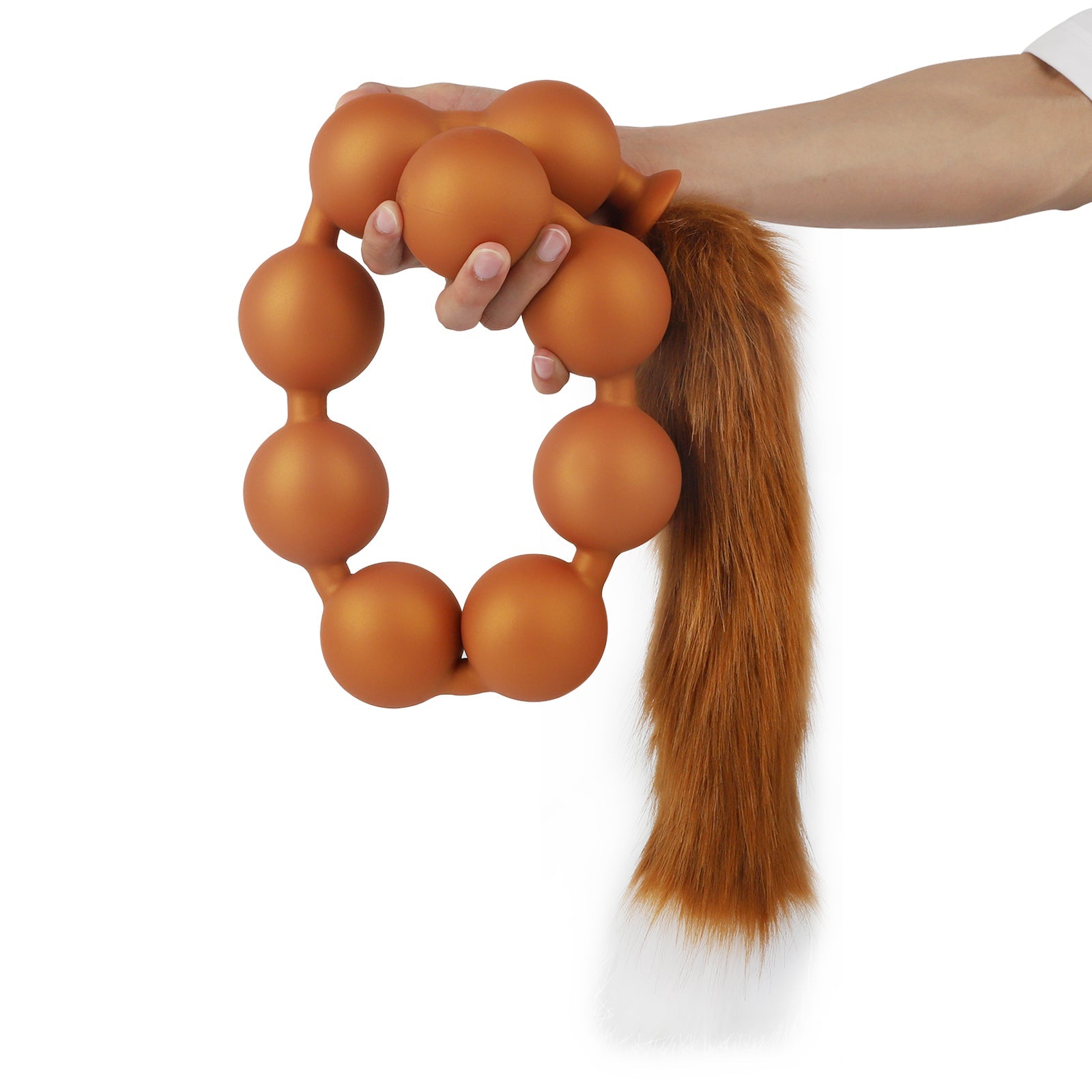 九つボール アナルビーズ 尻尾付き 蛍光