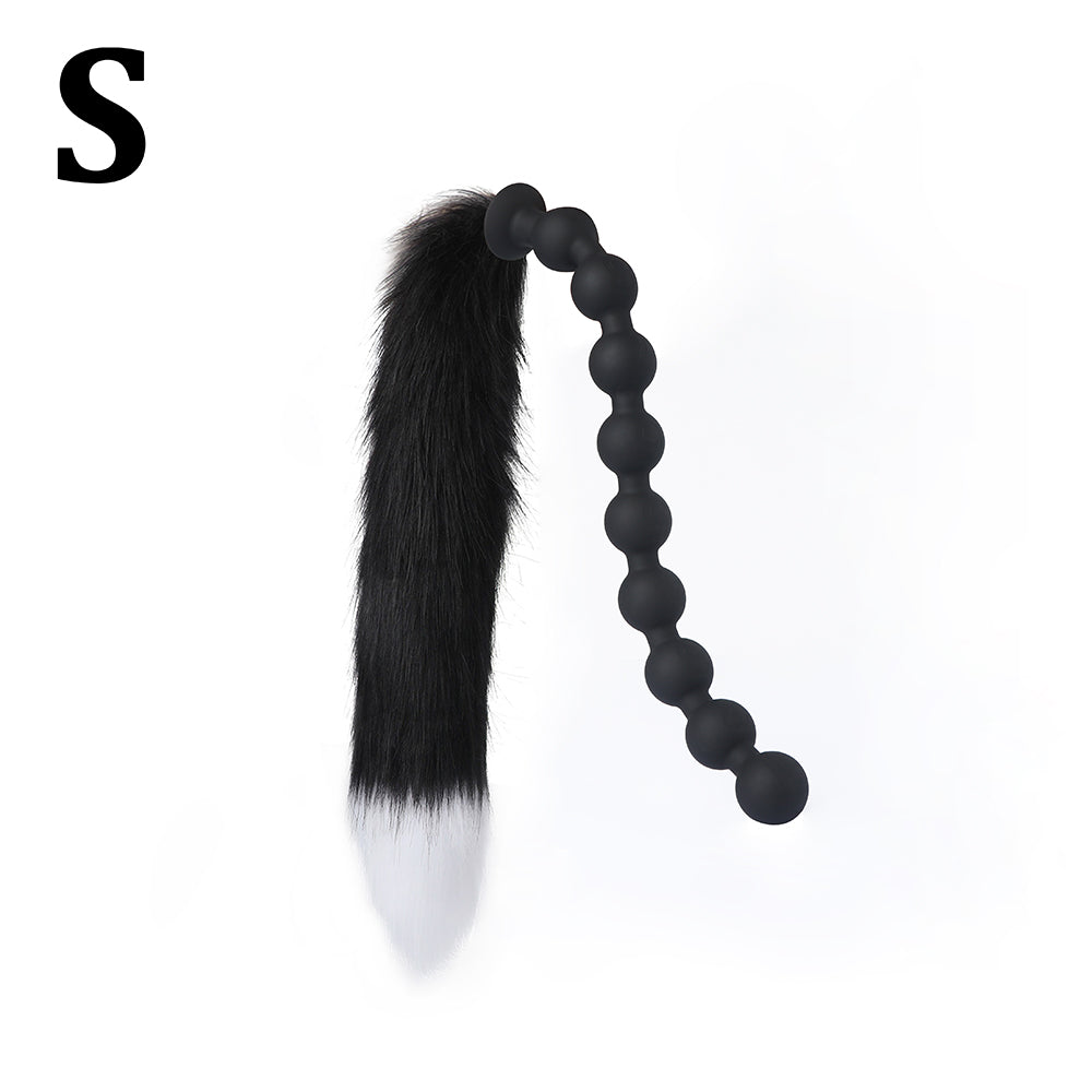 九つボール アナルビーズ 尻尾付き 蛍光