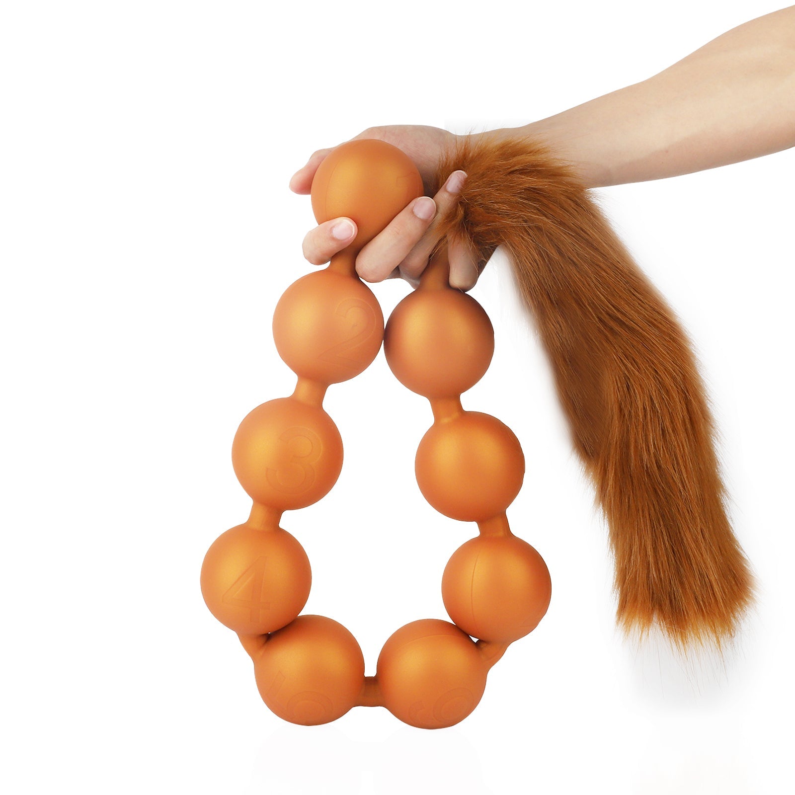 九つボール アナルビーズ 尻尾付き 蛍光