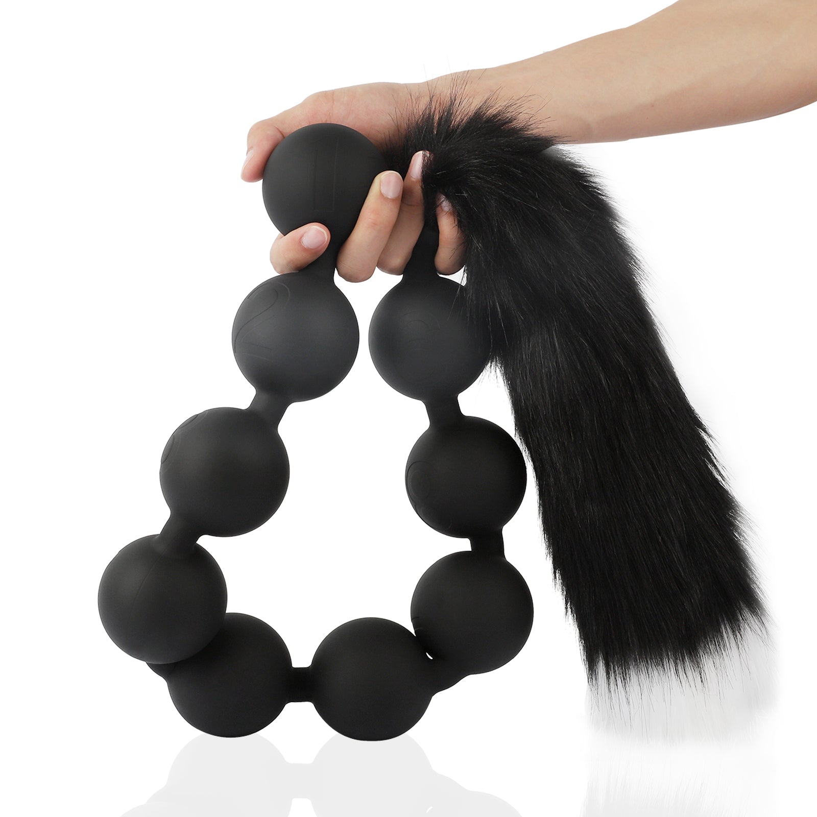 九つボール アナルビーズ 尻尾付き 蛍光